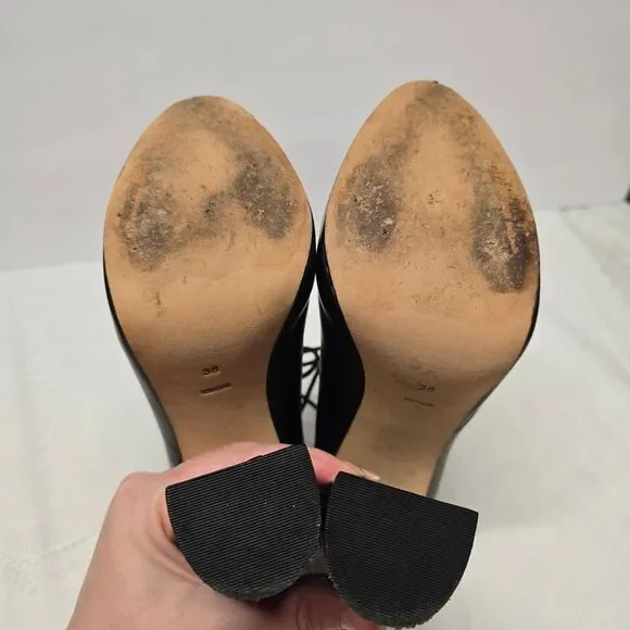 Alexander Wang Constance Black Leather Booties Blue Cast Died Toes Ultra High 8 - Picture 9 of 14